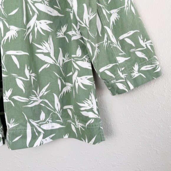 Orvis Green Leaf bamboo Print button denim jacket 12 - Picture 9 of 11
